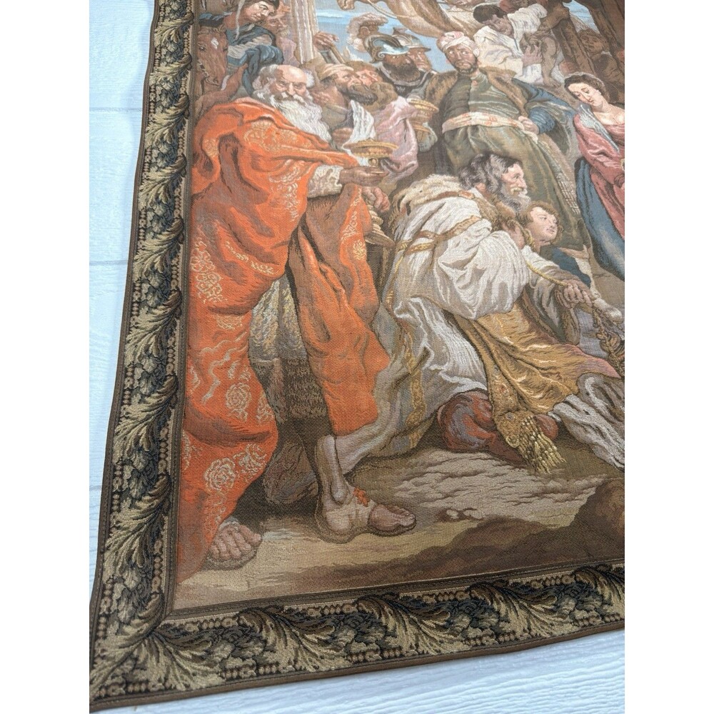 VTG PP Rubens Adoration of the Magi Belgian Jacquard Woven Wall Tapestry 43"x29" - Picture 5 of 16